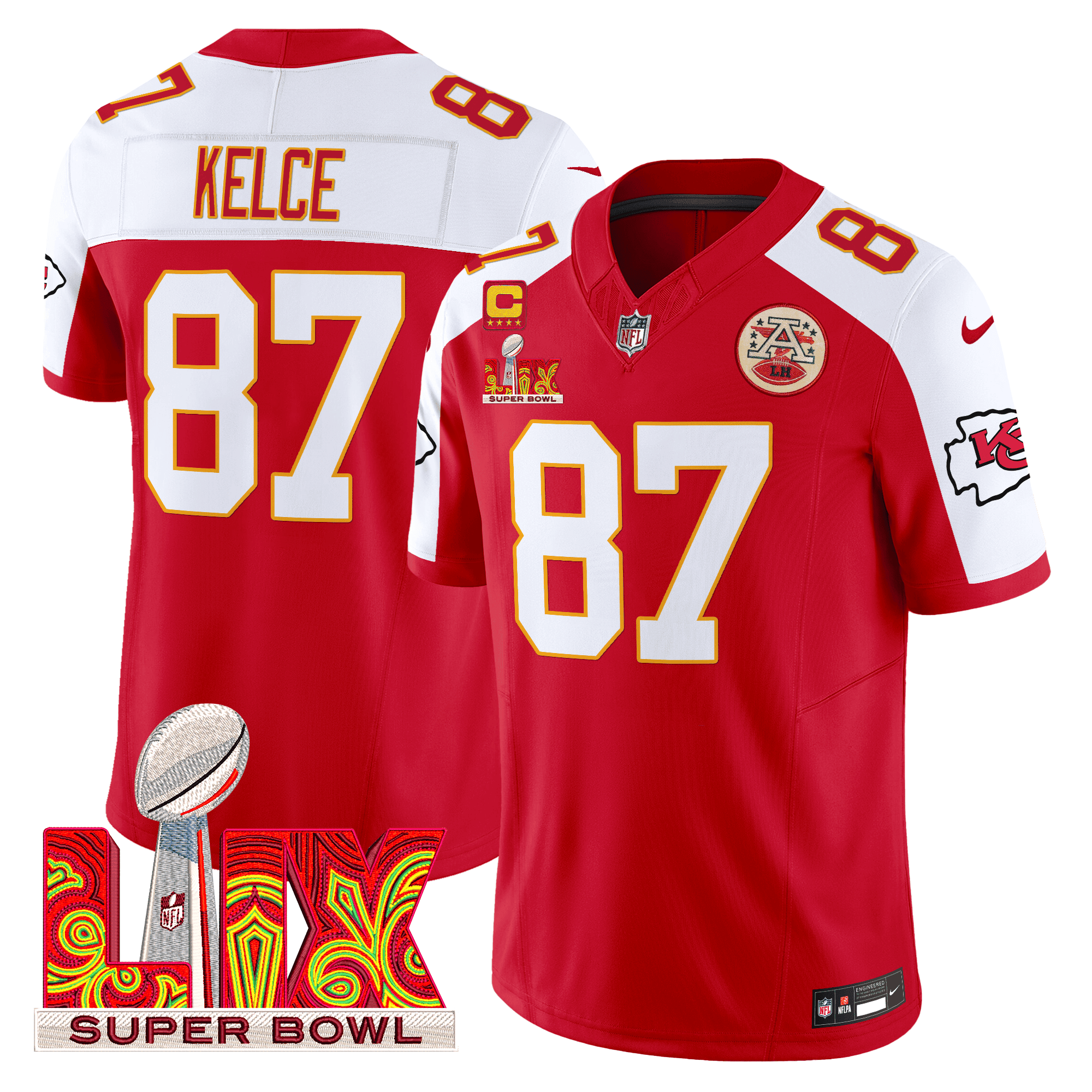 Men's Chiefs Super Bowl LIX Patch Vapor Limited Jersey - All Stitched
