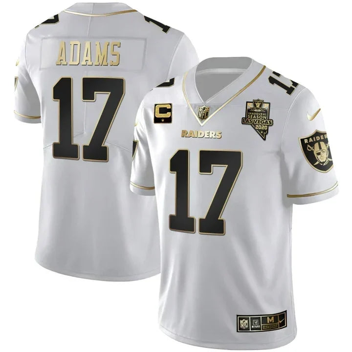 MEN'S LAS VEGAS RAIDERS INAUGURAL SEASON PATCH WHITE GOLD JERSEY - ALL STITCHED