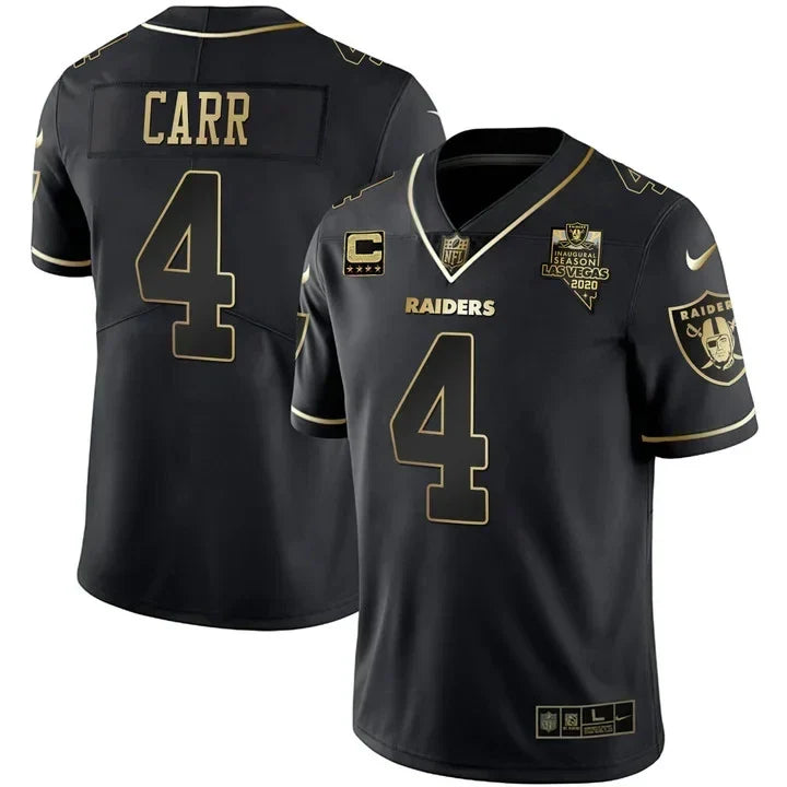 MEN'S LAS VEGAS RAIDERS INAUGURAL SEASON PATCH WHITE GOLD JERSEY - ALL STITCHED