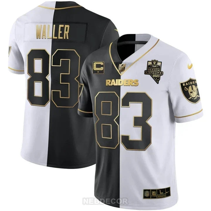 MEN'S LAS VEGAS RAIDERS INAUGURAL SEASON PATCH WHITE GOLD JERSEY - ALL STITCHED