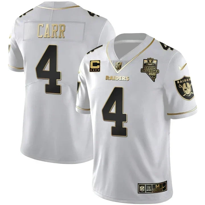 MEN'S LAS VEGAS RAIDERS INAUGURAL SEASON PATCH WHITE GOLD JERSEY - ALL STITCHED