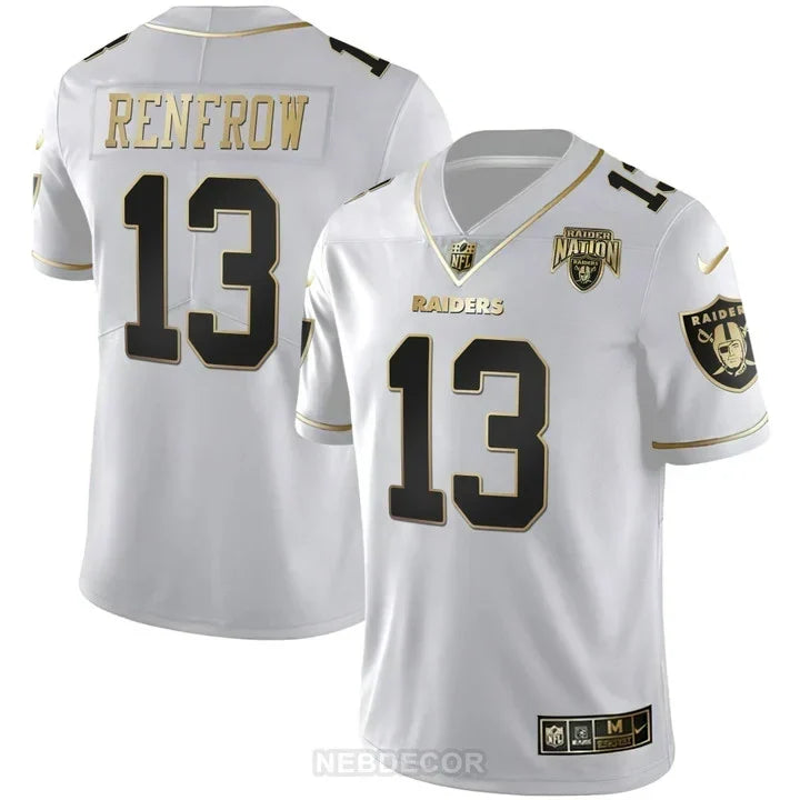 MEN'S RAIDERS NATION PATCH WHITE GOLD AND BLACK GOLD JERSEY - ALL STITCHED