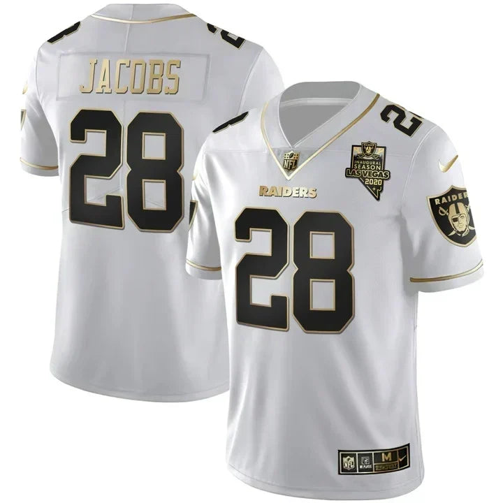 MEN'S LAS VEGAS RAIDERS INAUGURAL SEASON PATCH BLACK SILVER JERSEY - ALL STITCHED