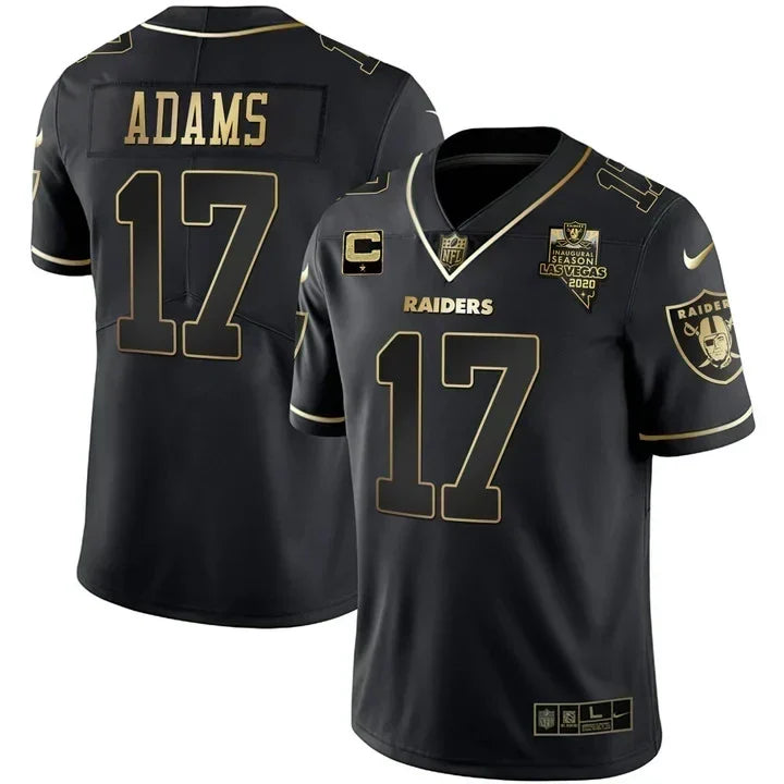 MEN'S LAS VEGAS RAIDERS INAUGURAL SEASON PATCH BLACK SILVER JERSEY - ALL STITCHED