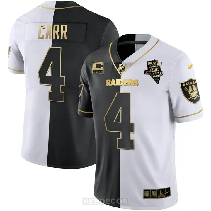 MEN'S LAS VEGAS RAIDERS INAUGURAL SEASON PATCH BLACK SILVER JERSEY - ALL STITCHED