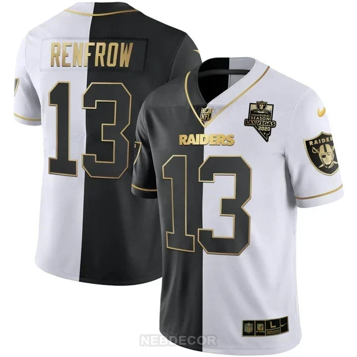 MEN'S LAS VEGAS RAIDERS INAUGURAL SEASON PATCH BLACK SILVER JERSEY - ALL STITCHED