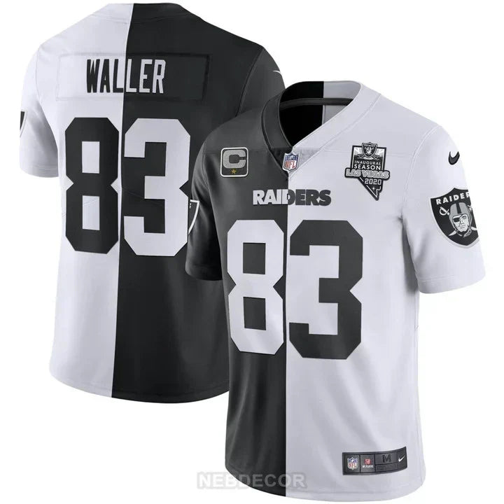 MEN'S LAS VEGAS RAIDERS INAUGURAL SEASON PATCH BLACK SILVER JERSEY - ALL STITCHED