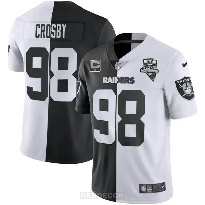 MEN'S LAS VEGAS RAIDERS INAUGURAL SEASON PATCH BLACK SILVER JERSEY - ALL STITCHED