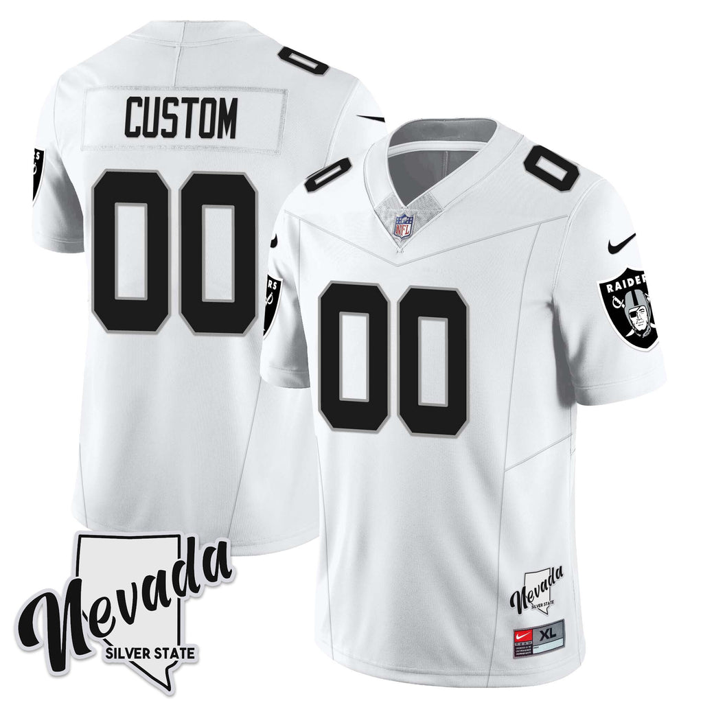 Men's Las Vegas Raiders 2023 Nevada Sliver State Patch Jersey - All Stitched