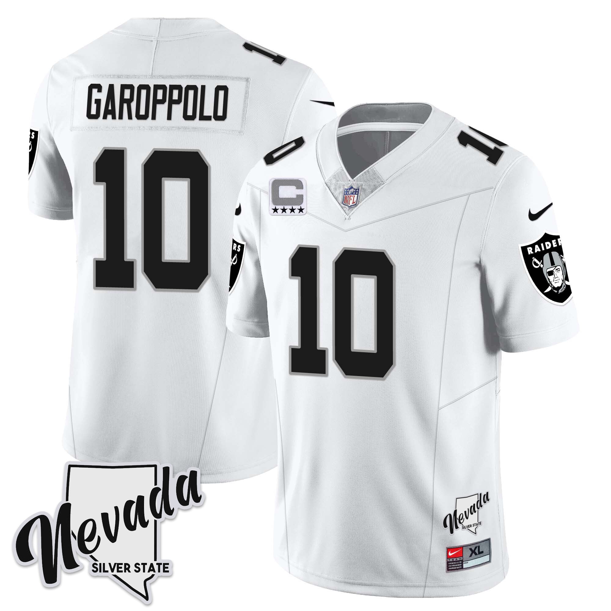 Men's Las Vegas Raiders 2023 Nevada Sliver State Patch Jersey - All Stitched