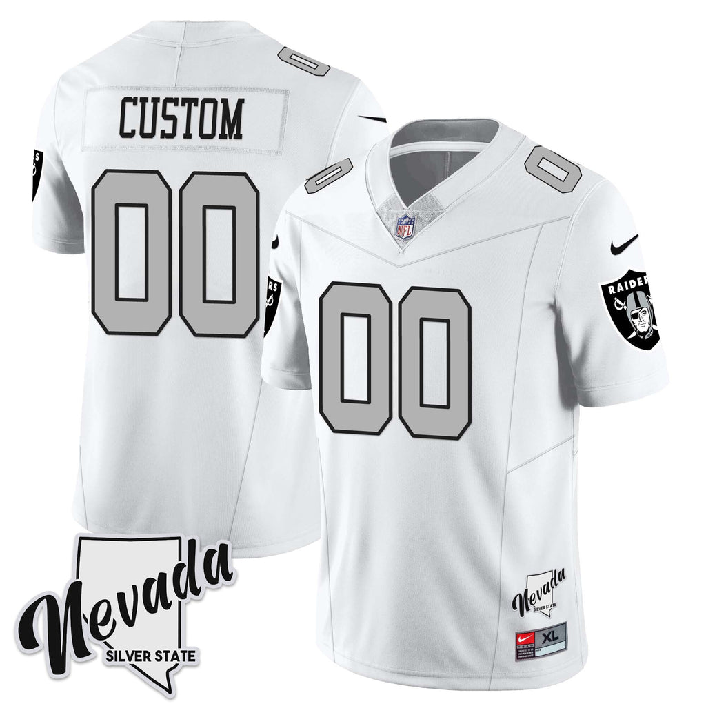 Men's Las Vegas Raiders 2023 Nevada Sliver State Patch Jersey - All Stitched