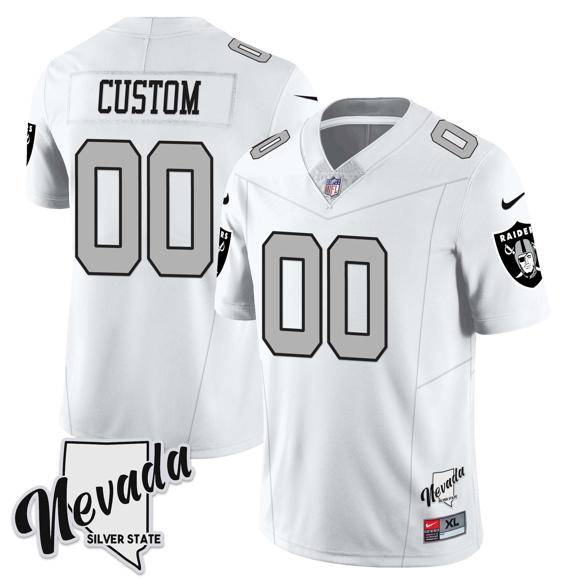 Men's Las Vegas Raiders 2023 Nevada Sliver State Patch Jersey - All Stitched