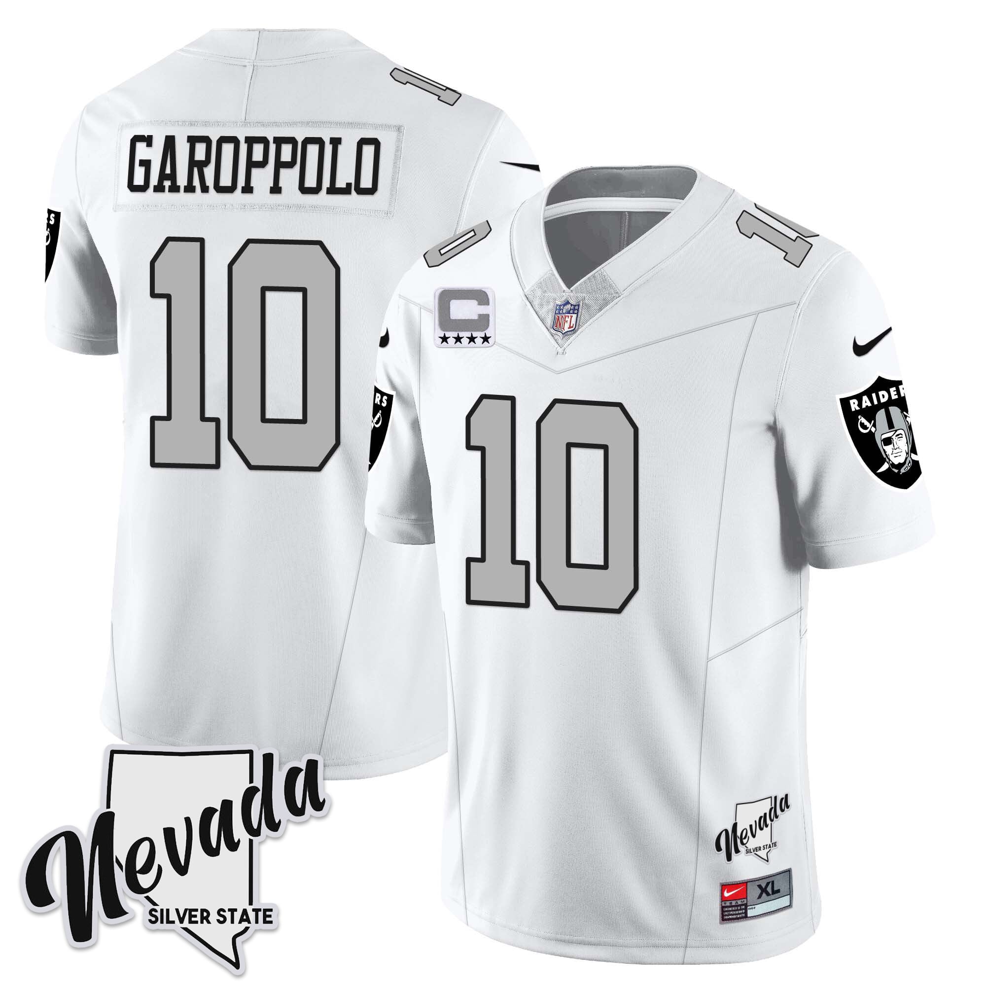 Men's Las Vegas Raiders 2023 Nevada Sliver State Patch Jersey - All Stitched