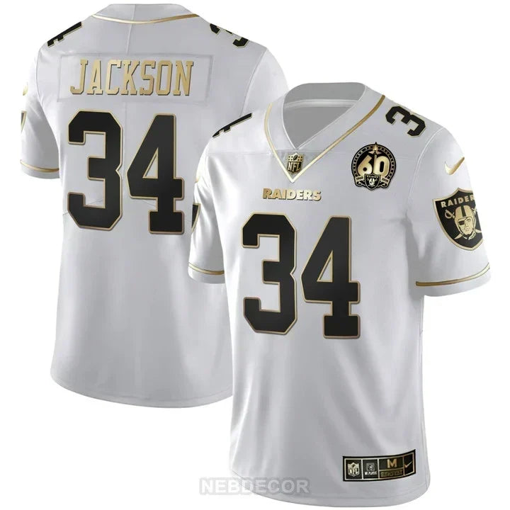 MEN'S RAIDERS 60TH SEASON PATCH GOLD & SPLIT JERSEY - ALL STITCHED