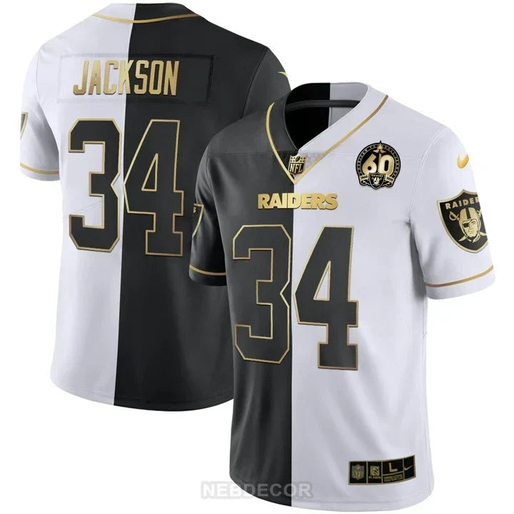 MEN'S RAIDERS 60TH SEASON PATCH GOLD & SPLIT JERSEY - ALL STITCHED