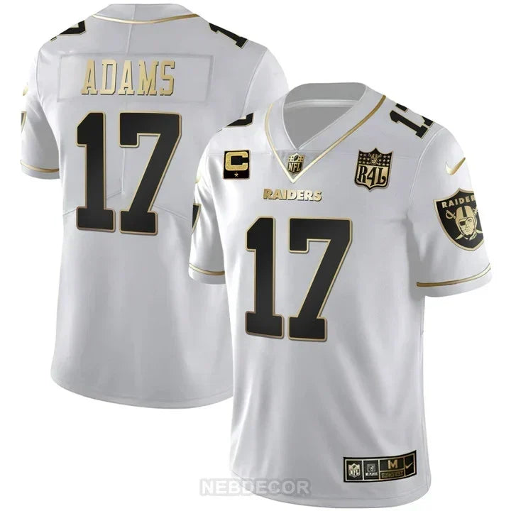 MEN'S LAS VEGAS RAIDERS RAIDER4LIFE PATCH WHITE GOLD AND BLACK GOLD JERSEY - ALL STITCHED