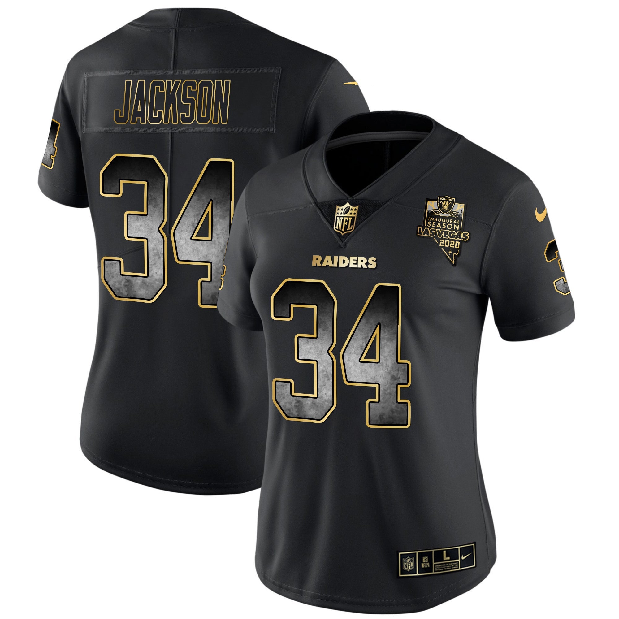 Women's Raiders Gold Arch Smoke Vapor Jersey - All Stitched