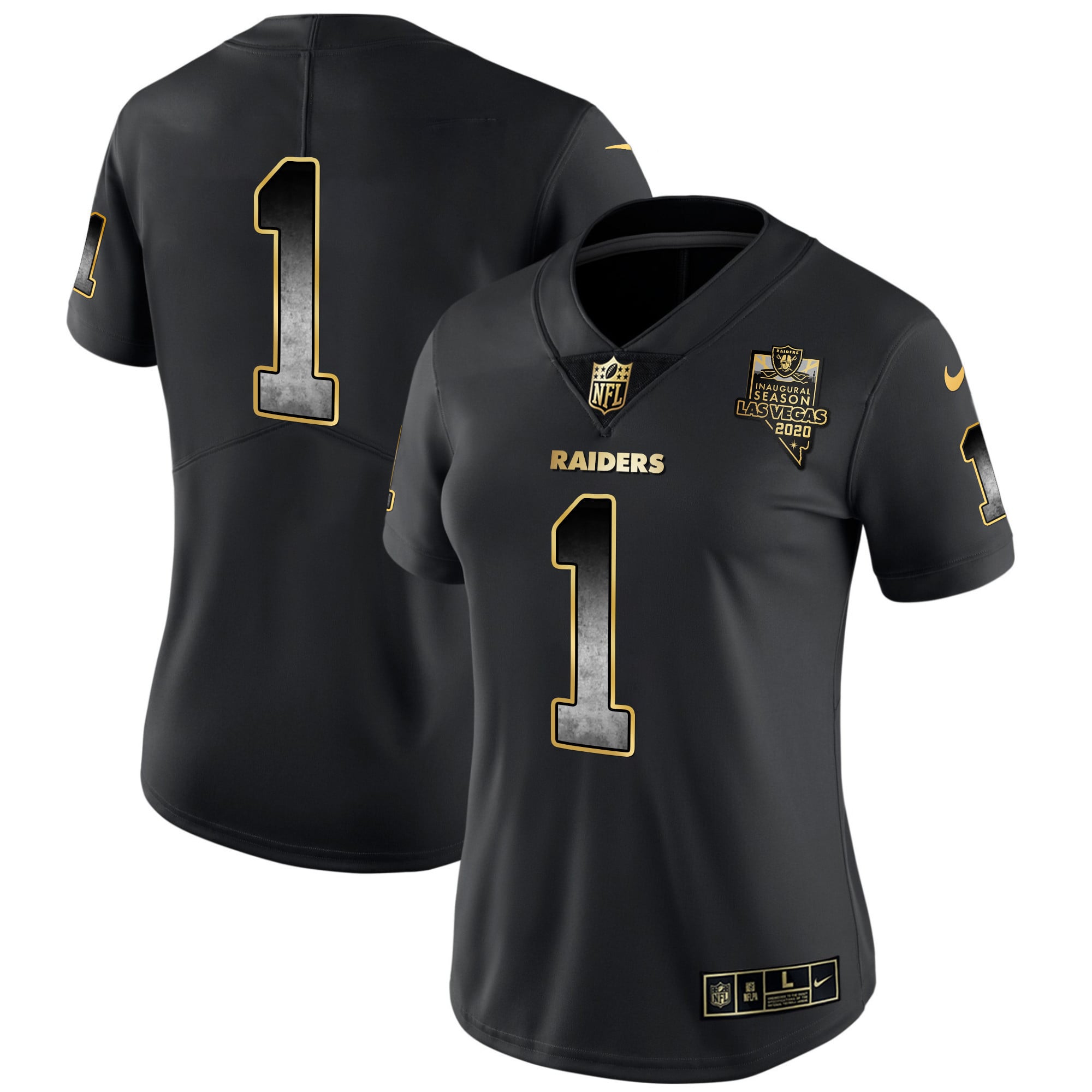 Women's Raiders Gold Arch Smoke Vapor Jersey - All Stitched