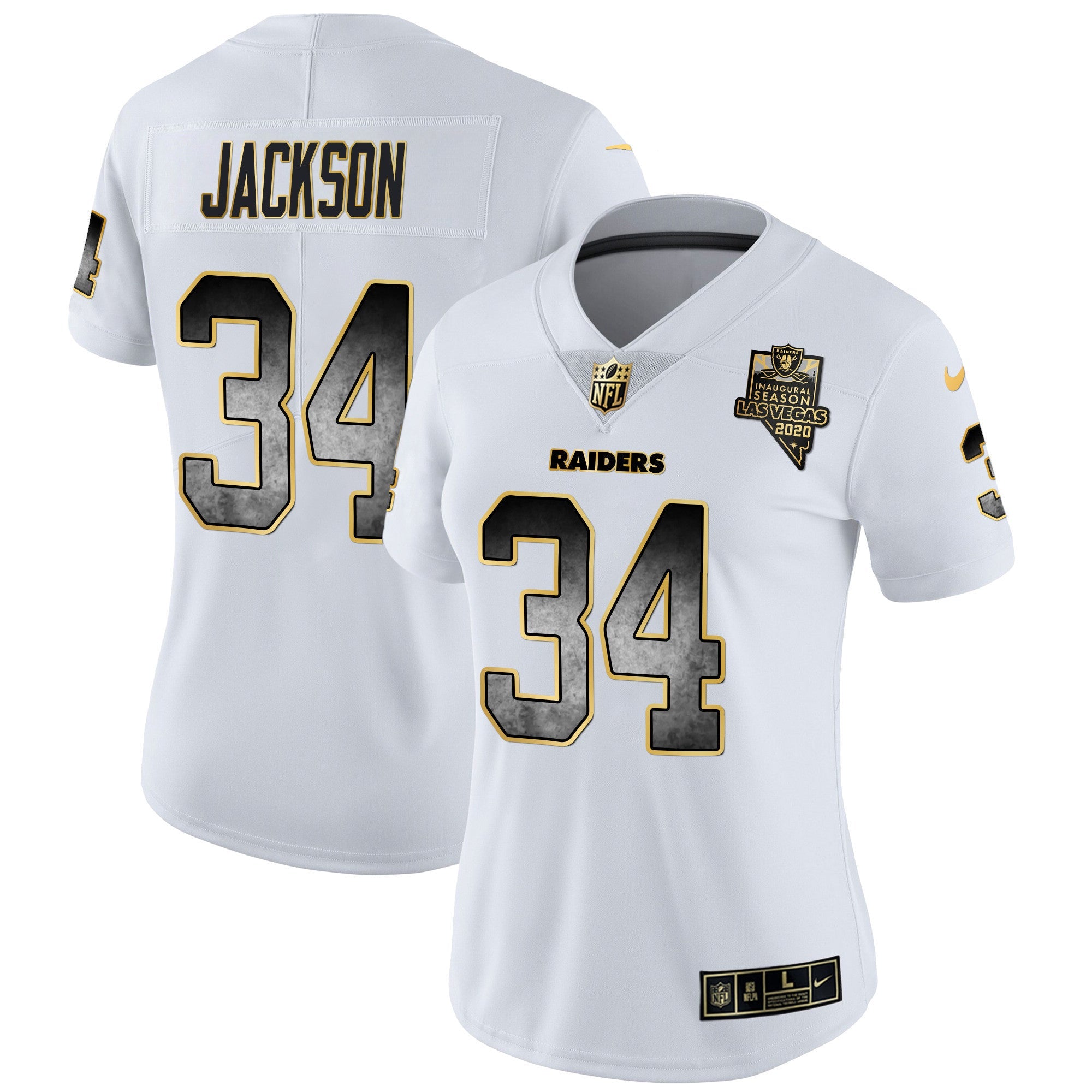 Women's Raiders Gold Arch Smoke Vapor Jersey - All Stitched