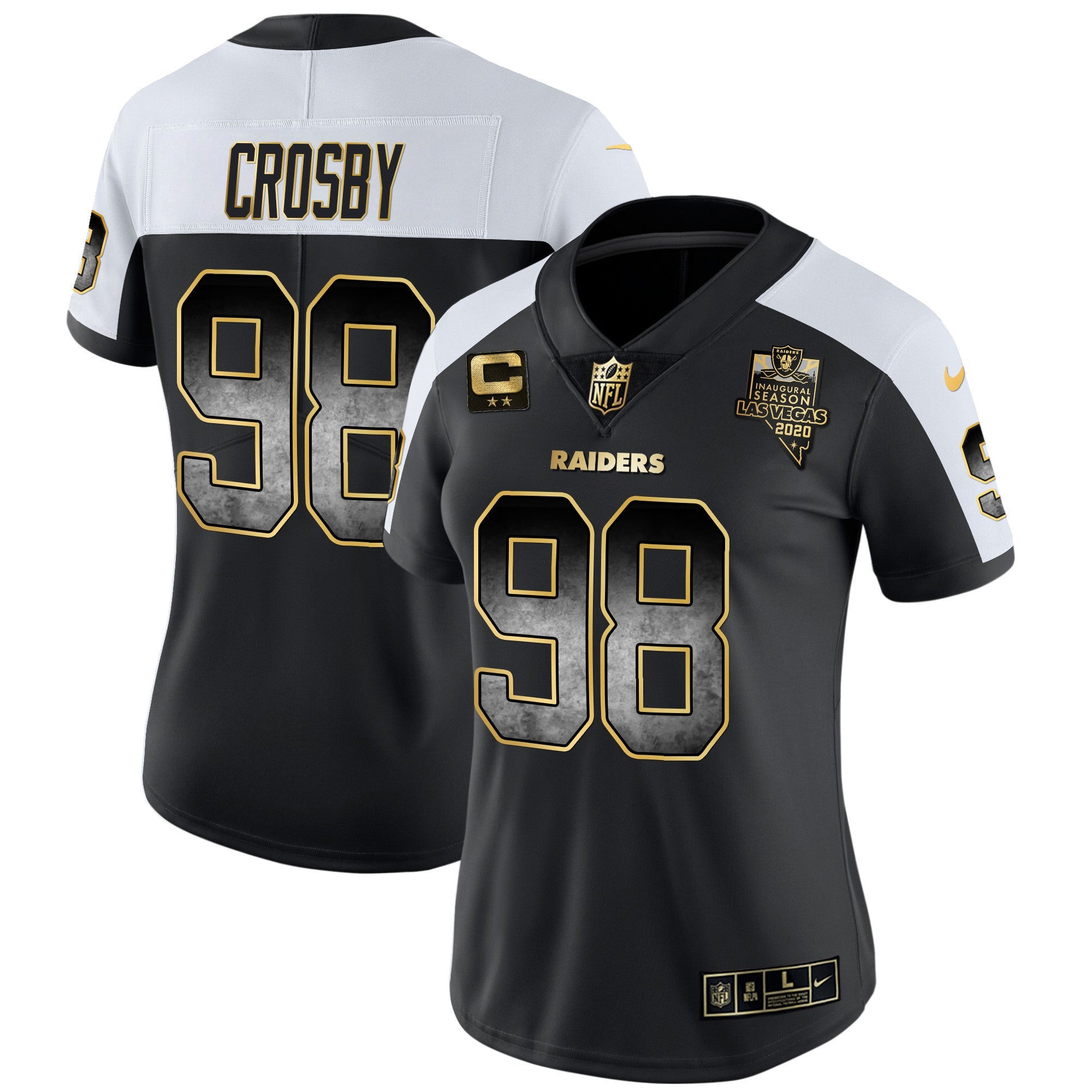 Women's Raiders Gold Arch Smoke Vapor Jersey - All Stitched