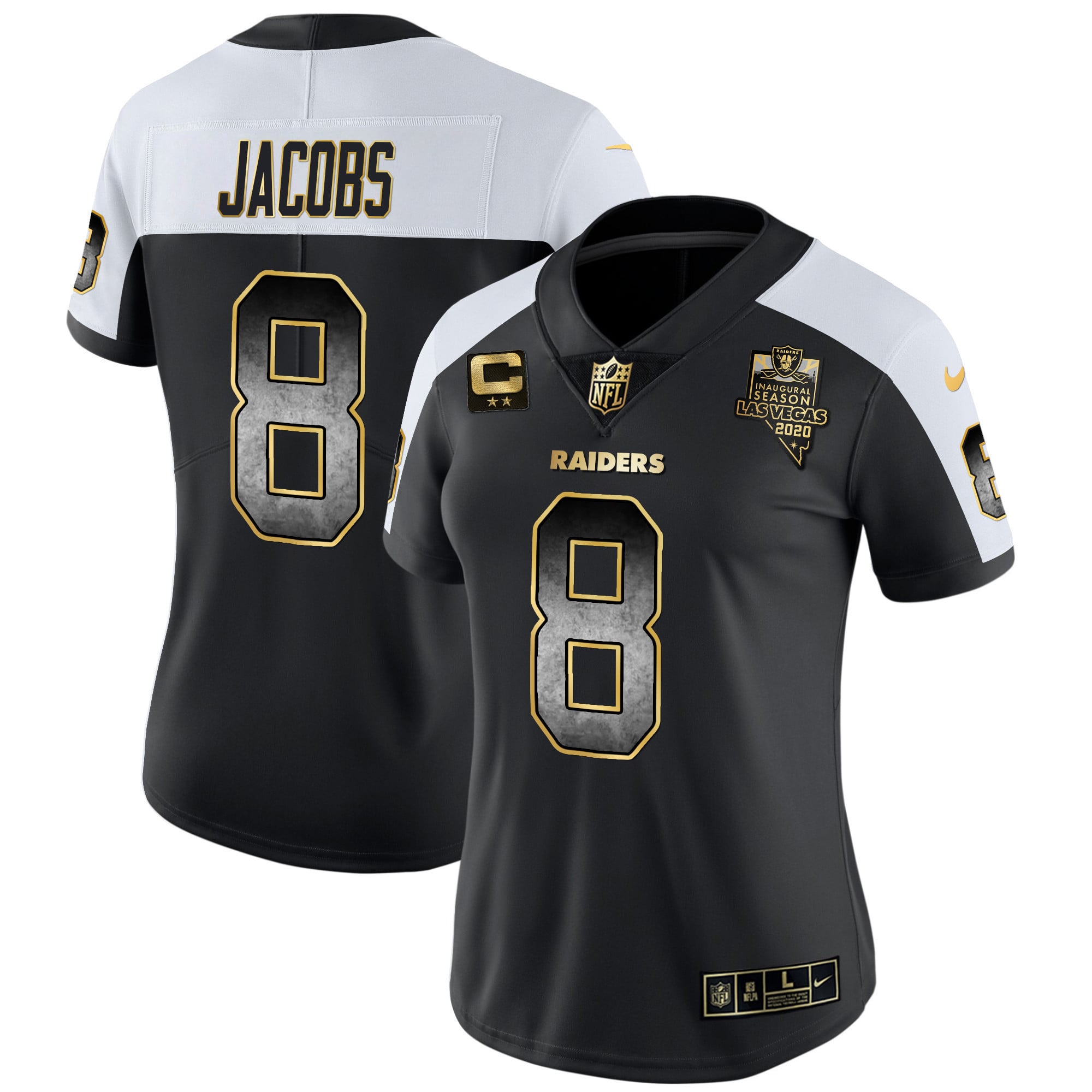 Women's Raiders Gold Arch Smoke Vapor Jersey - All Stitched