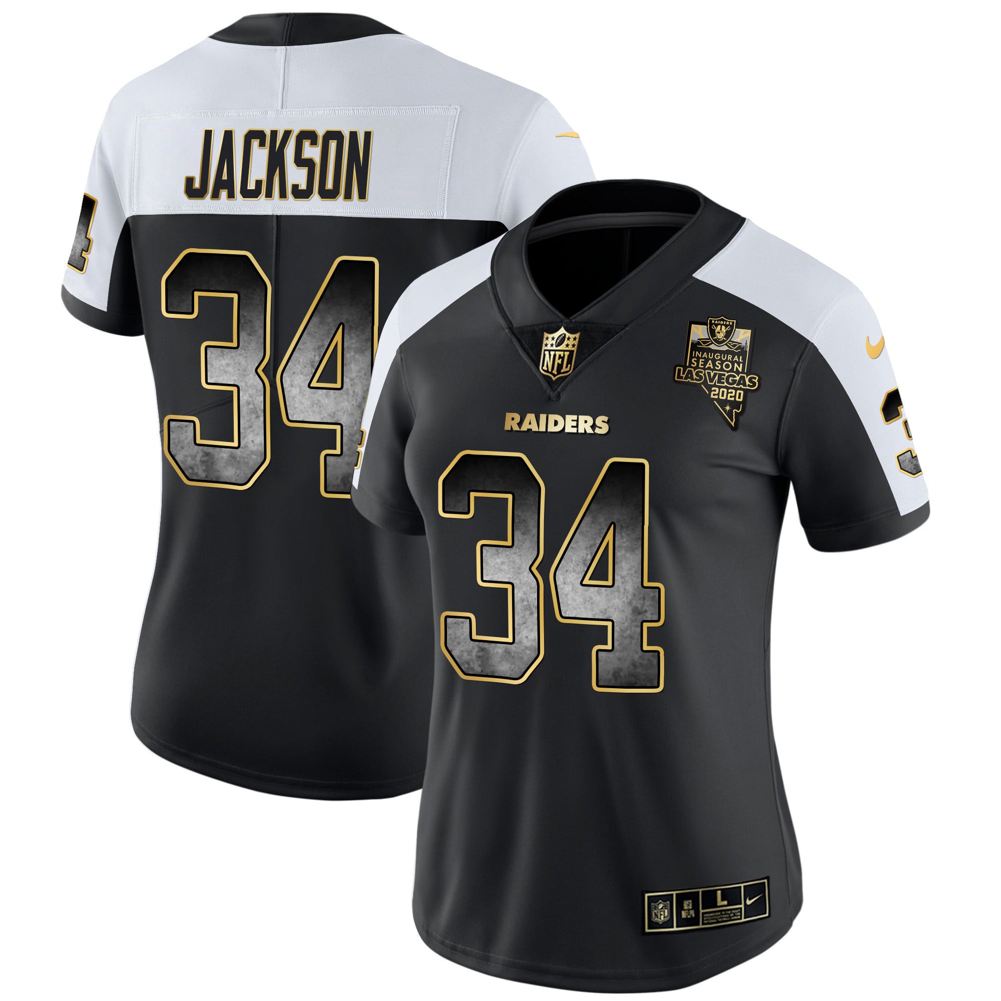 Women's Raiders Gold Arch Smoke Vapor Jersey - All Stitched