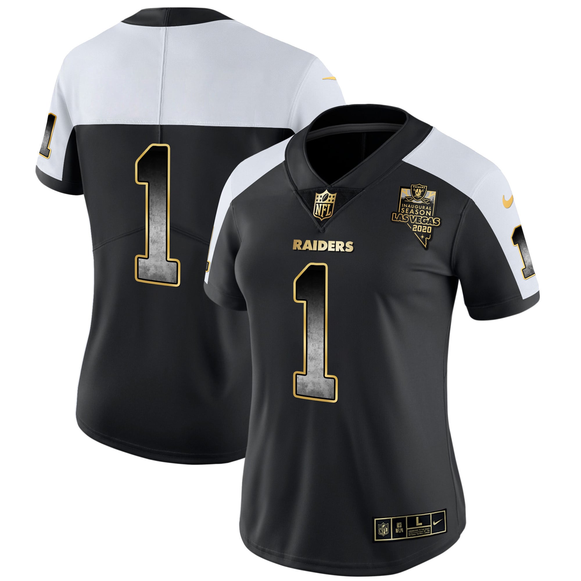 Women's Raiders Gold Arch Smoke Vapor Jersey - All Stitched