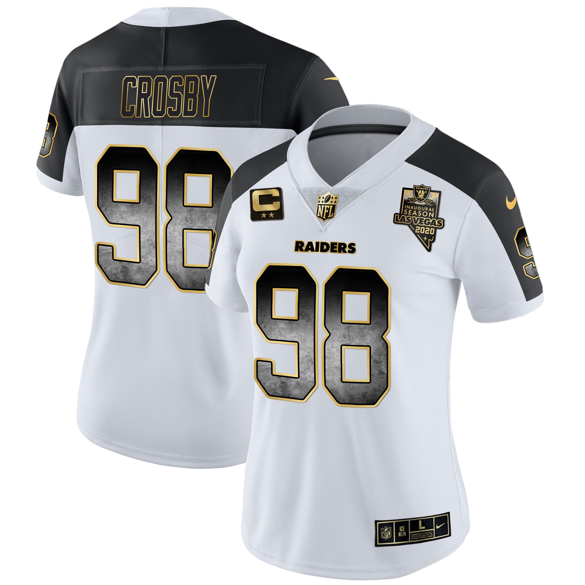 Women's Raiders Gold Arch Smoke Vapor Jersey - All Stitched