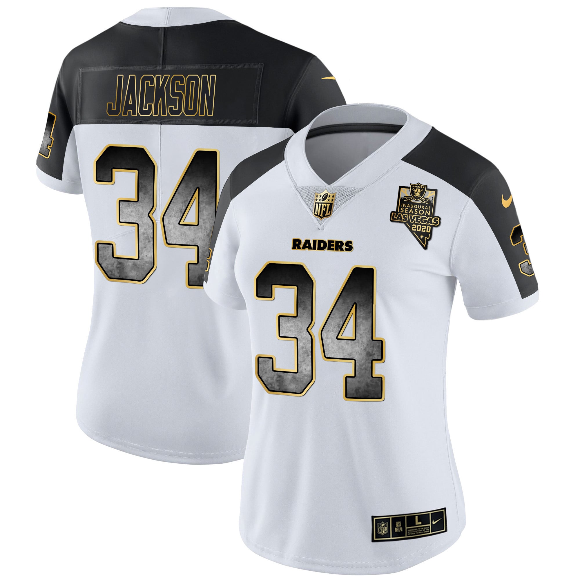 Women's Raiders Gold Arch Smoke Vapor Jersey - All Stitched