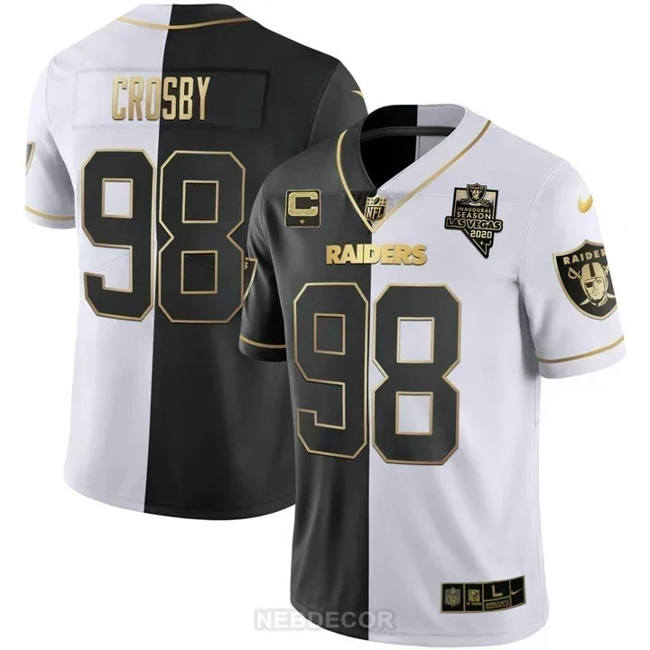 MEN'S LAS VEGAS RAIDERS INAUGURAL SEASON PATCH SPLIT GOLD JERSEY - ALL STITCHED