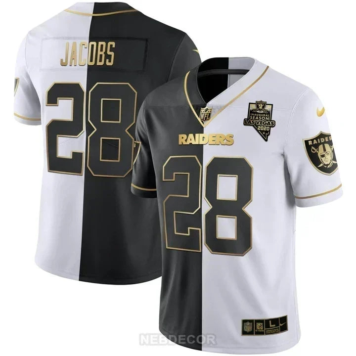 MEN'S LAS VEGAS RAIDERS INAUGURAL SEASON PATCH SPLIT GOLD JERSEY - ALL STITCHED