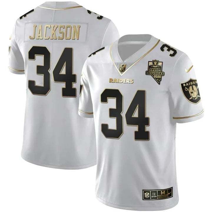 MEN'S LAS VEGAS RAIDERS INAUGURAL SEASON PATCH SPLIT GOLD JERSEY - ALL STITCHED