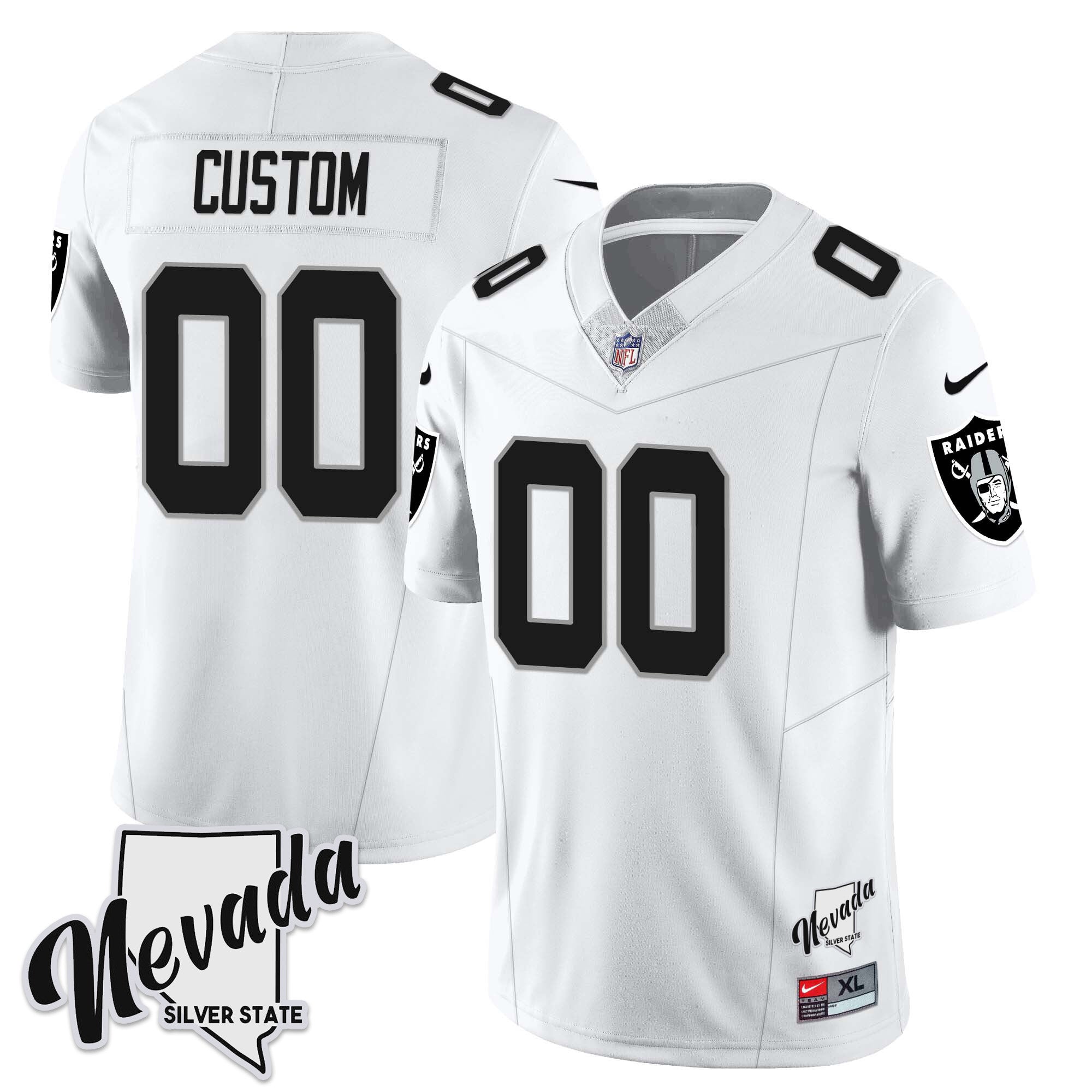 Custom Las Vegas Raiders 2023 Nevada Sliver State Patch Jersey - All Stitched
