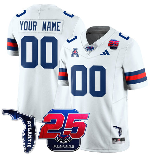 Custom Florida Atlantic Football 25th Season Jersey - All Stitched