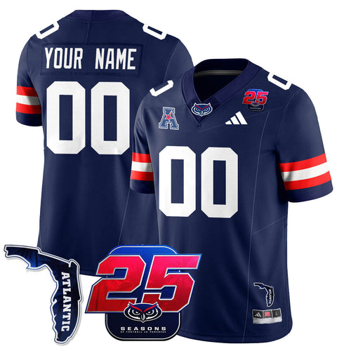 Custom Florida Atlantic Football 25th Season Jersey - All Stitched