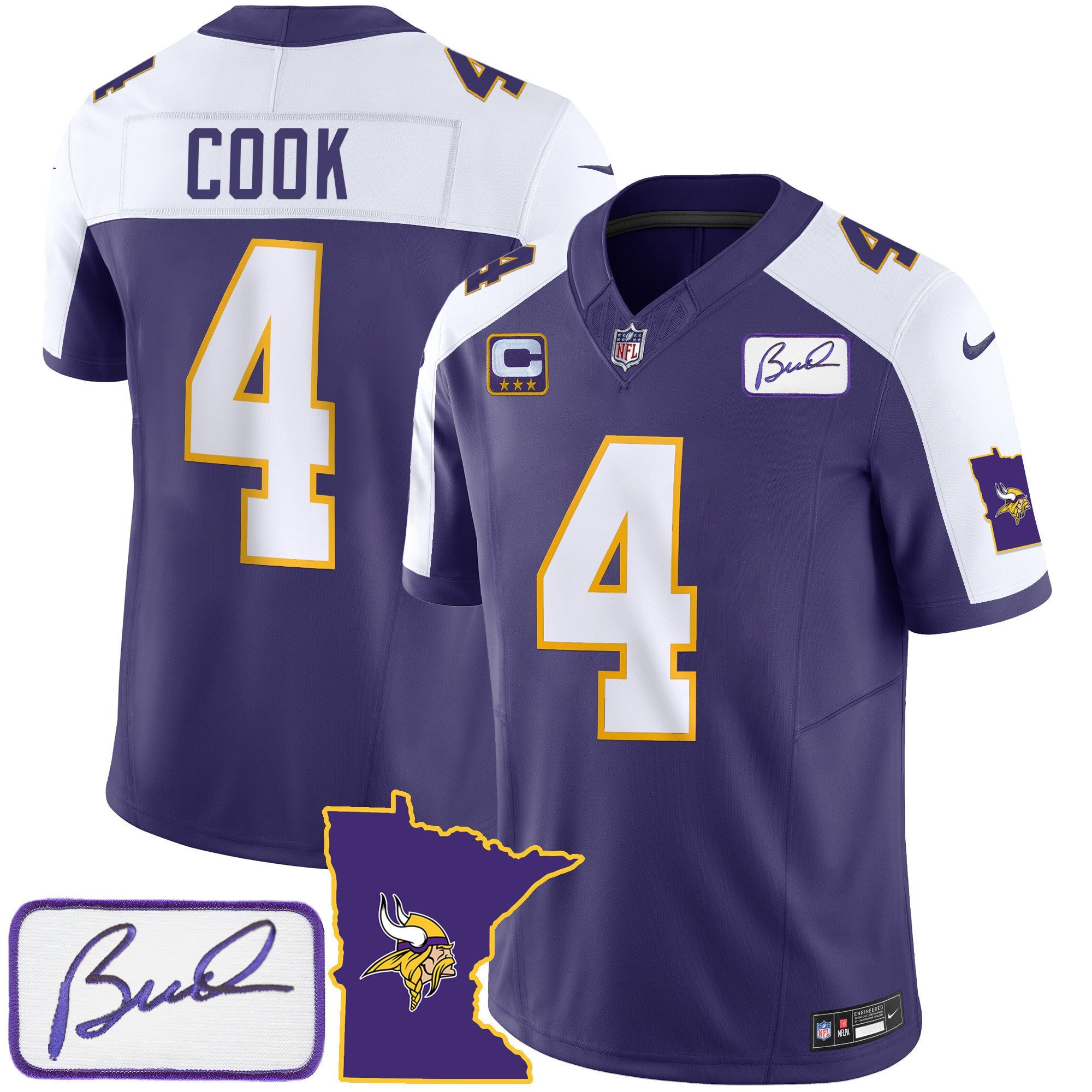 Men's Vikings Bud Grant Patch Classic Limited Jersey V2 - All Stitched