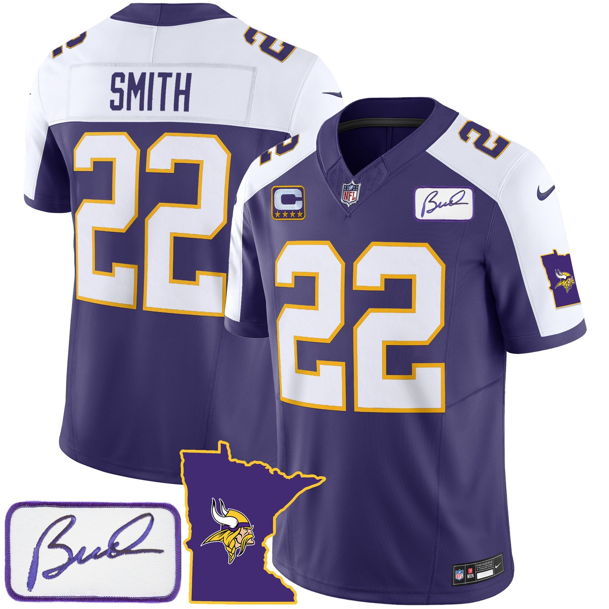 Men's Vikings Bud Grant Patch Classic Limited Jersey V2 - All Stitched