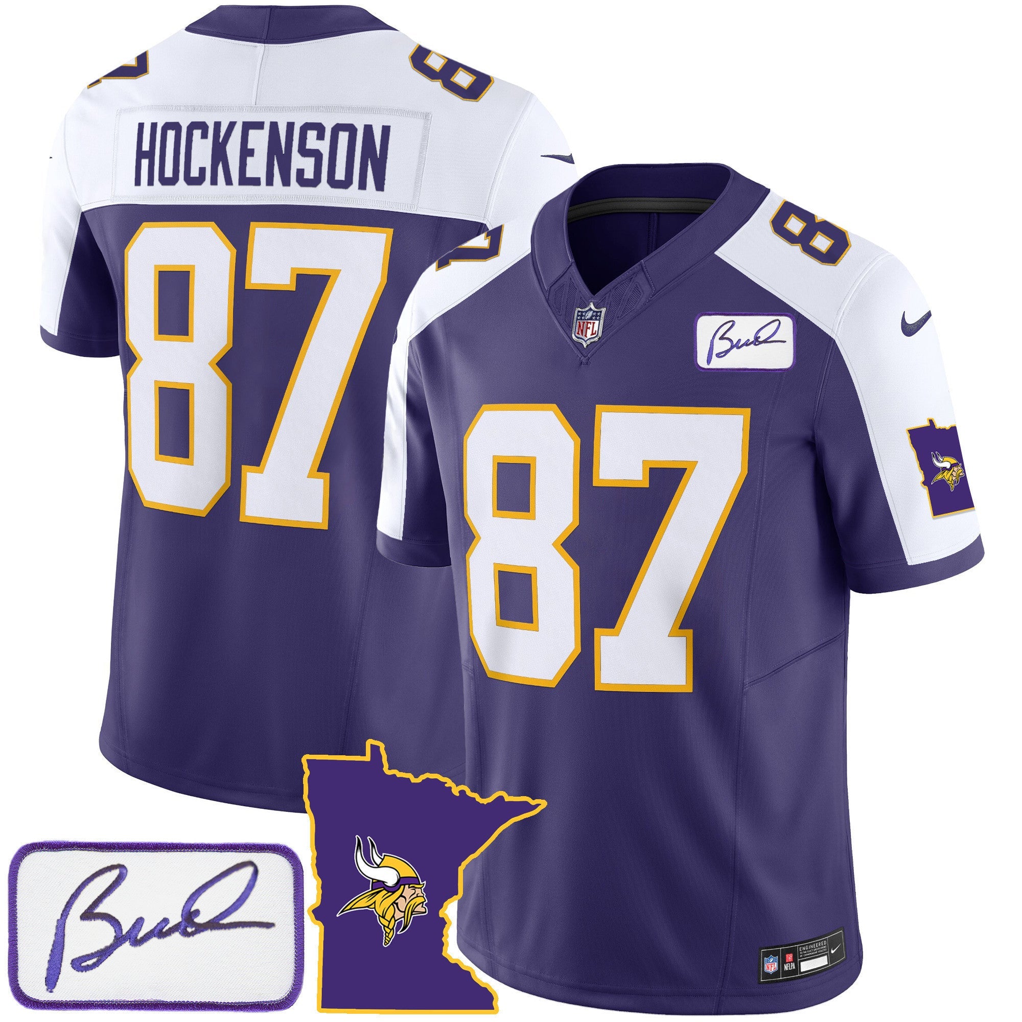 Men's Vikings Bud Grant Patch Classic Limited Jersey V2 - All Stitched