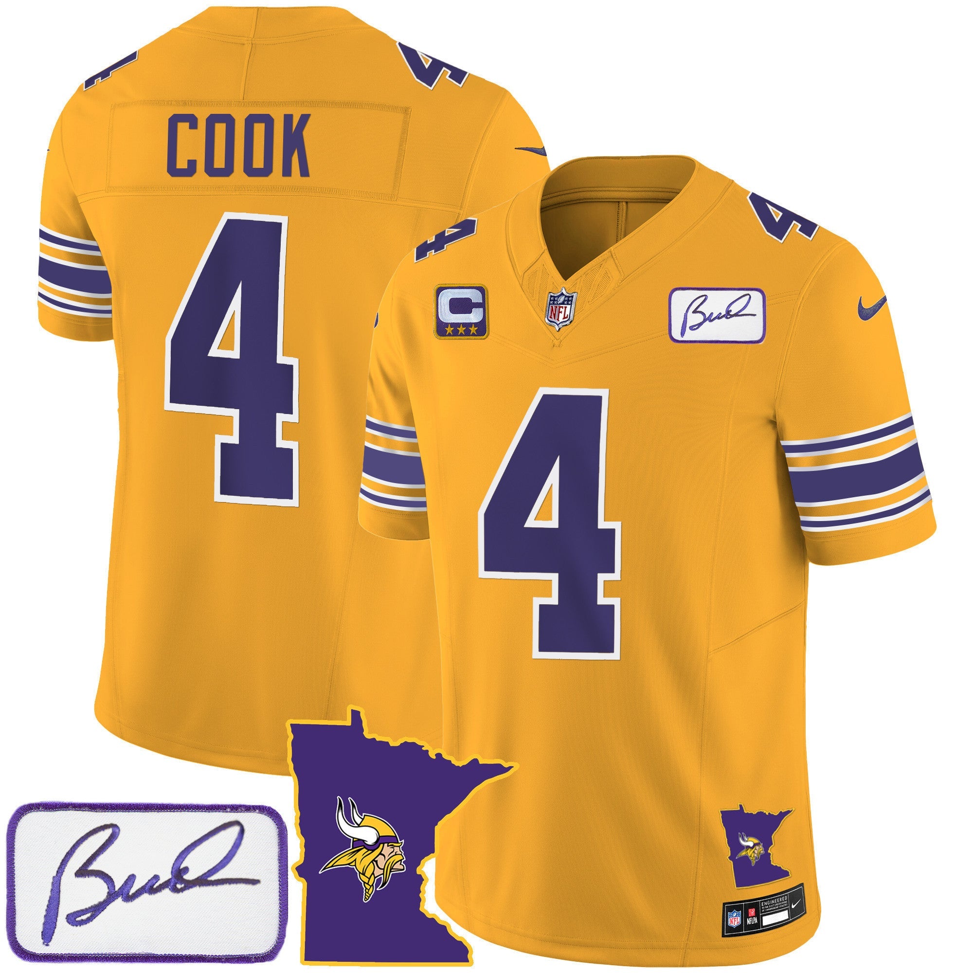 Men's Vikings Bud Grant Patch Classic Limited Jersey V2 - All Stitched