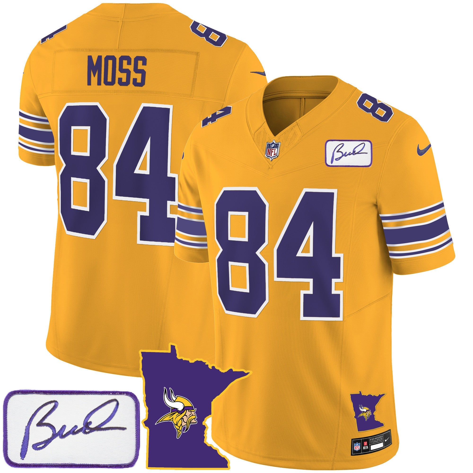 Men's Vikings Bud Grant Patch Classic Limited Jersey V2 - All Stitched
