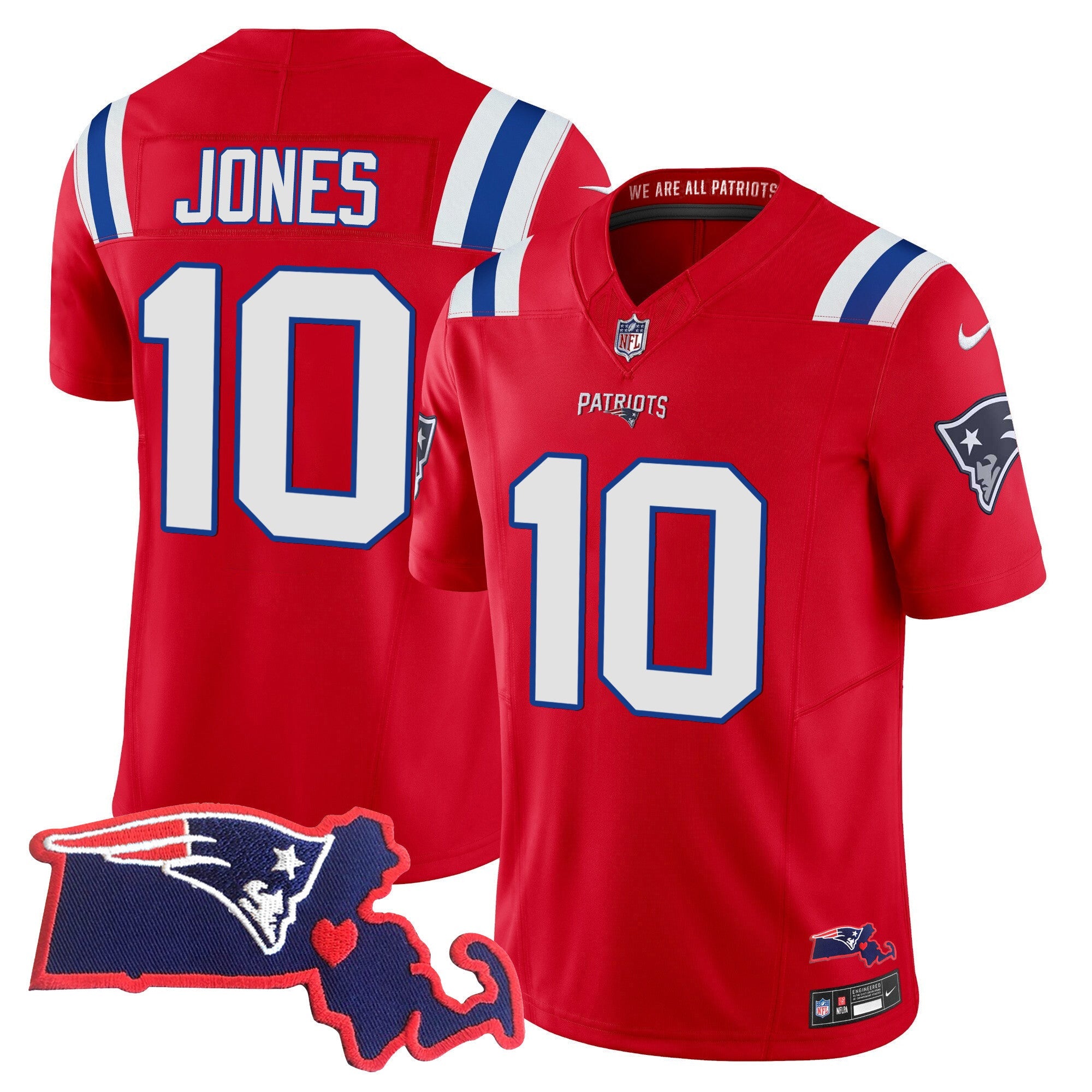 Men's Patriots Massachusetts Patch Vapor Jersey - All Stitched
