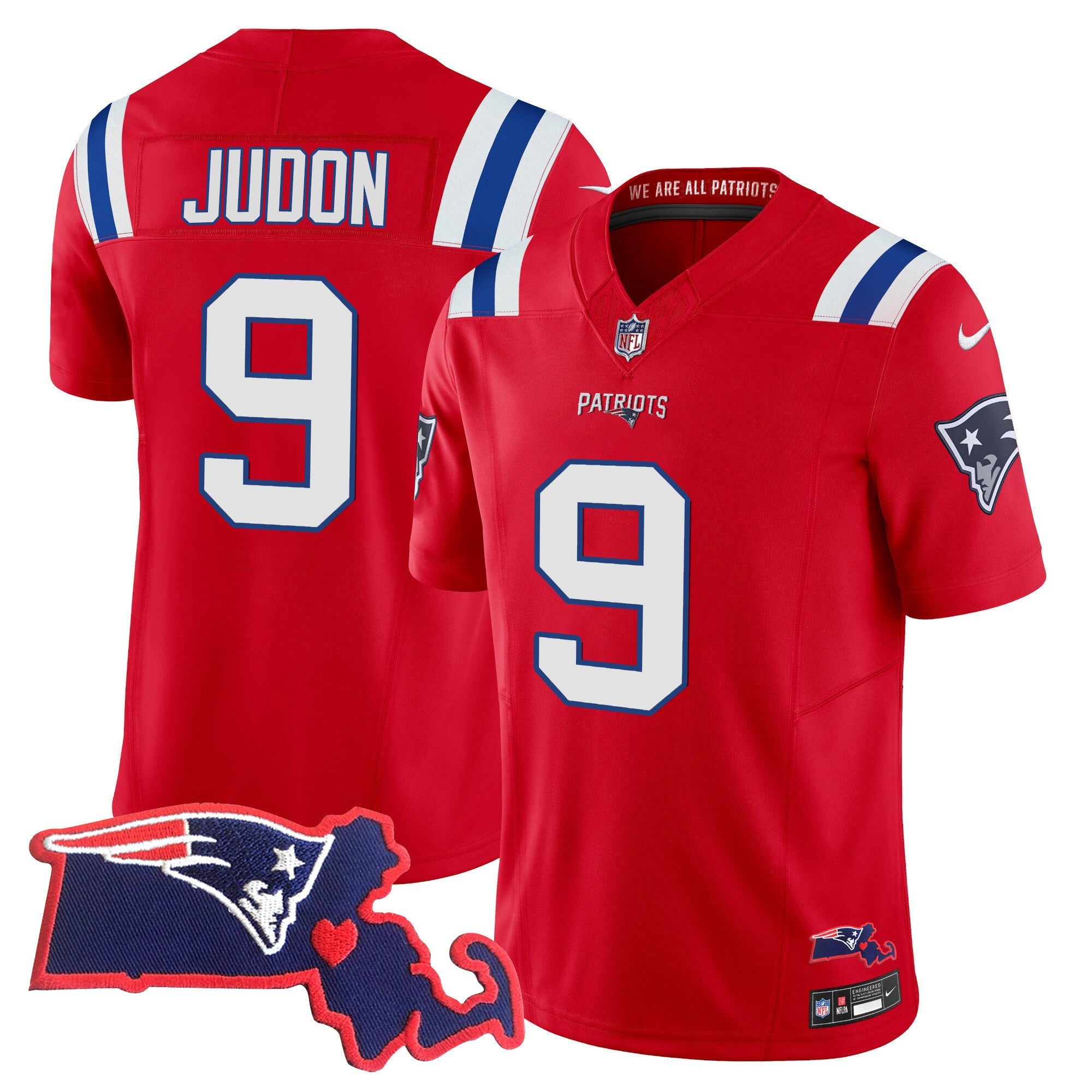 Men's Patriots Massachusetts Patch Vapor Jersey - All Stitched