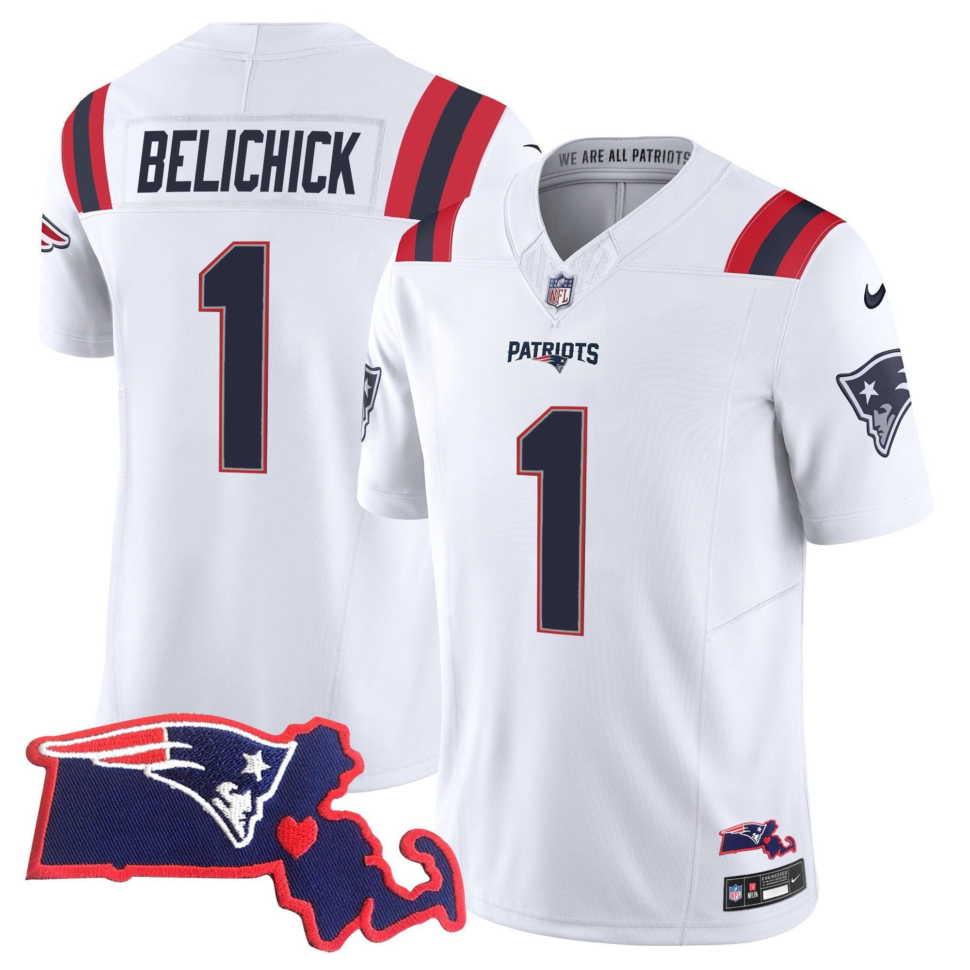 Men's Patriots Massachusetts Patch Vapor Jersey - All Stitched