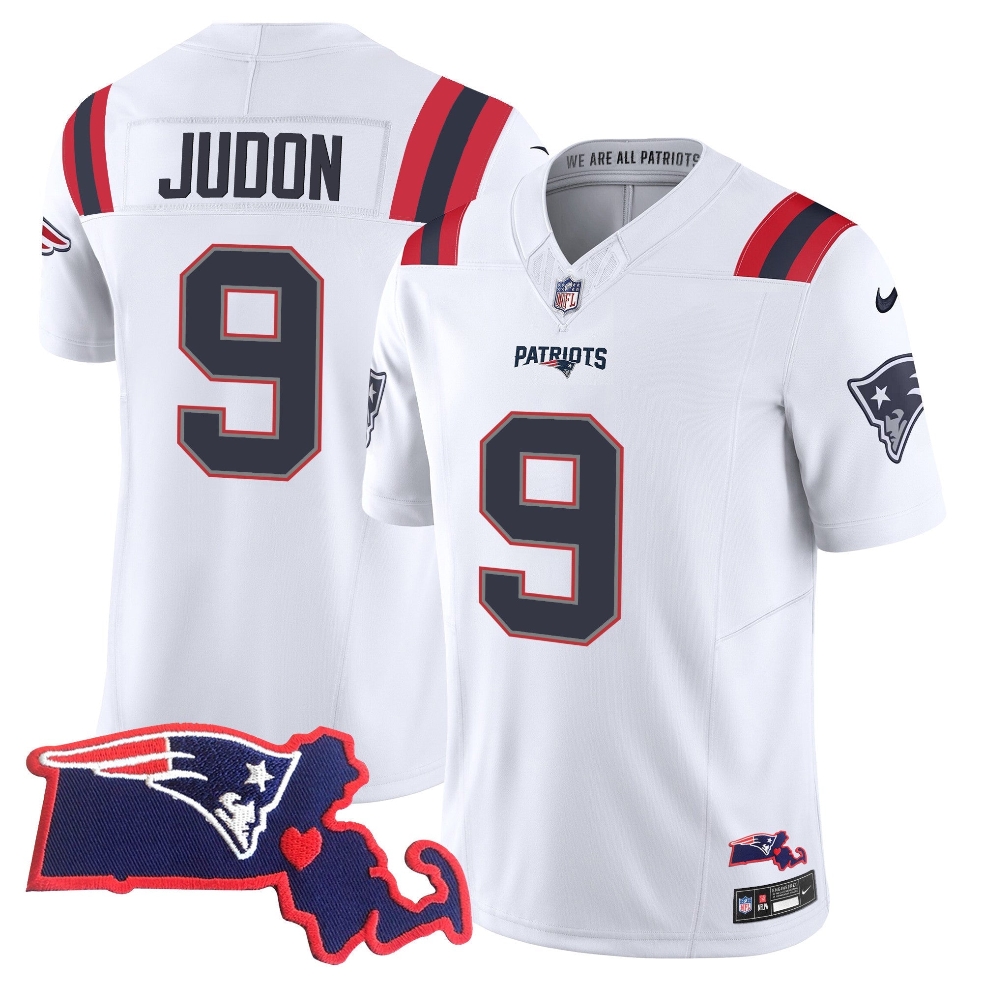 Men's Patriots Massachusetts Patch Vapor Jersey - All Stitched