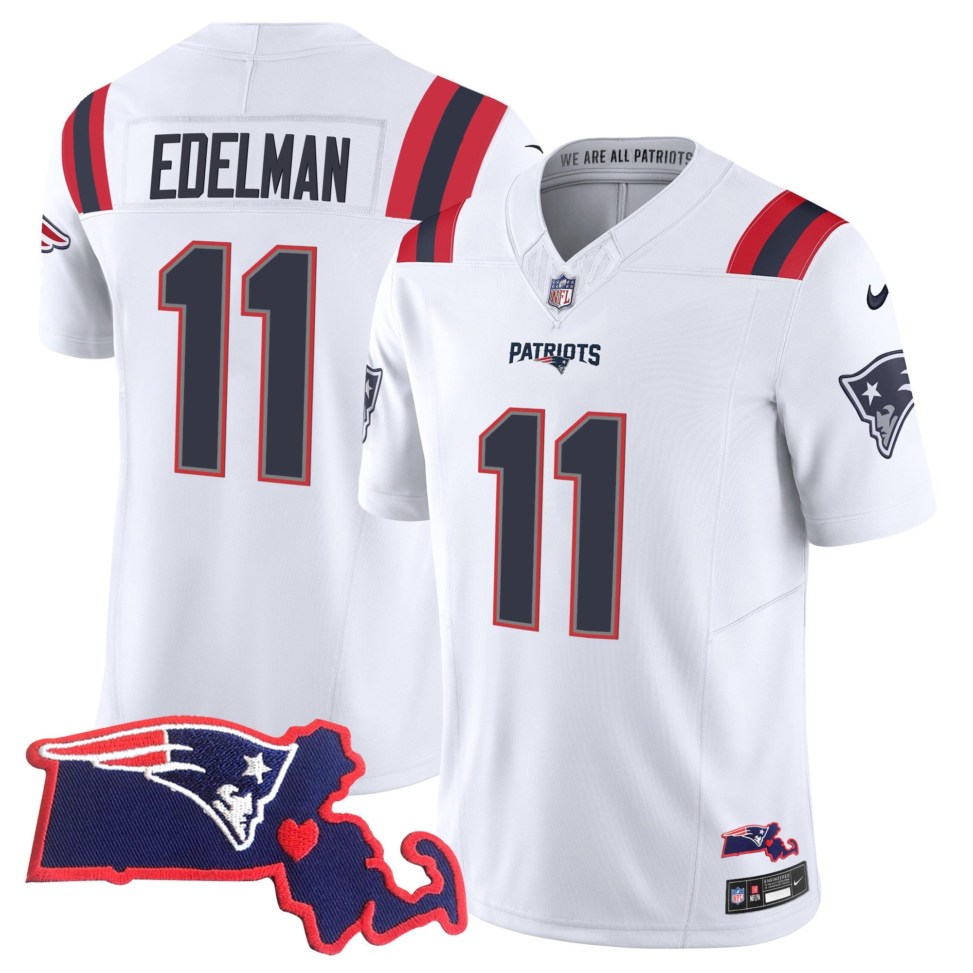 Men's Patriots Massachusetts Patch Vapor Jersey - All Stitched