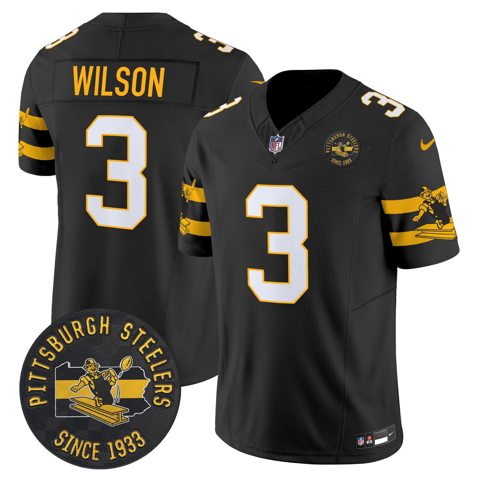 Men's Pittsburgh Steelers Throwback 1933 Patch Vapor Limited Jersey - All Stitched