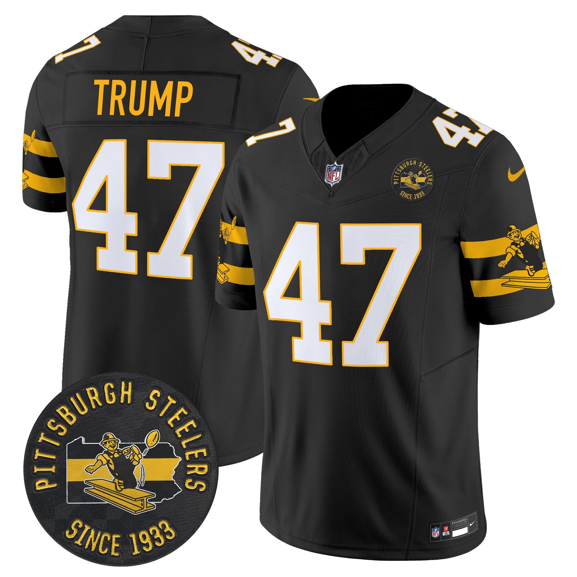 Men's Pittsburgh Steelers Throwback 1933 Patch Vapor Limited Jersey - All Stitched