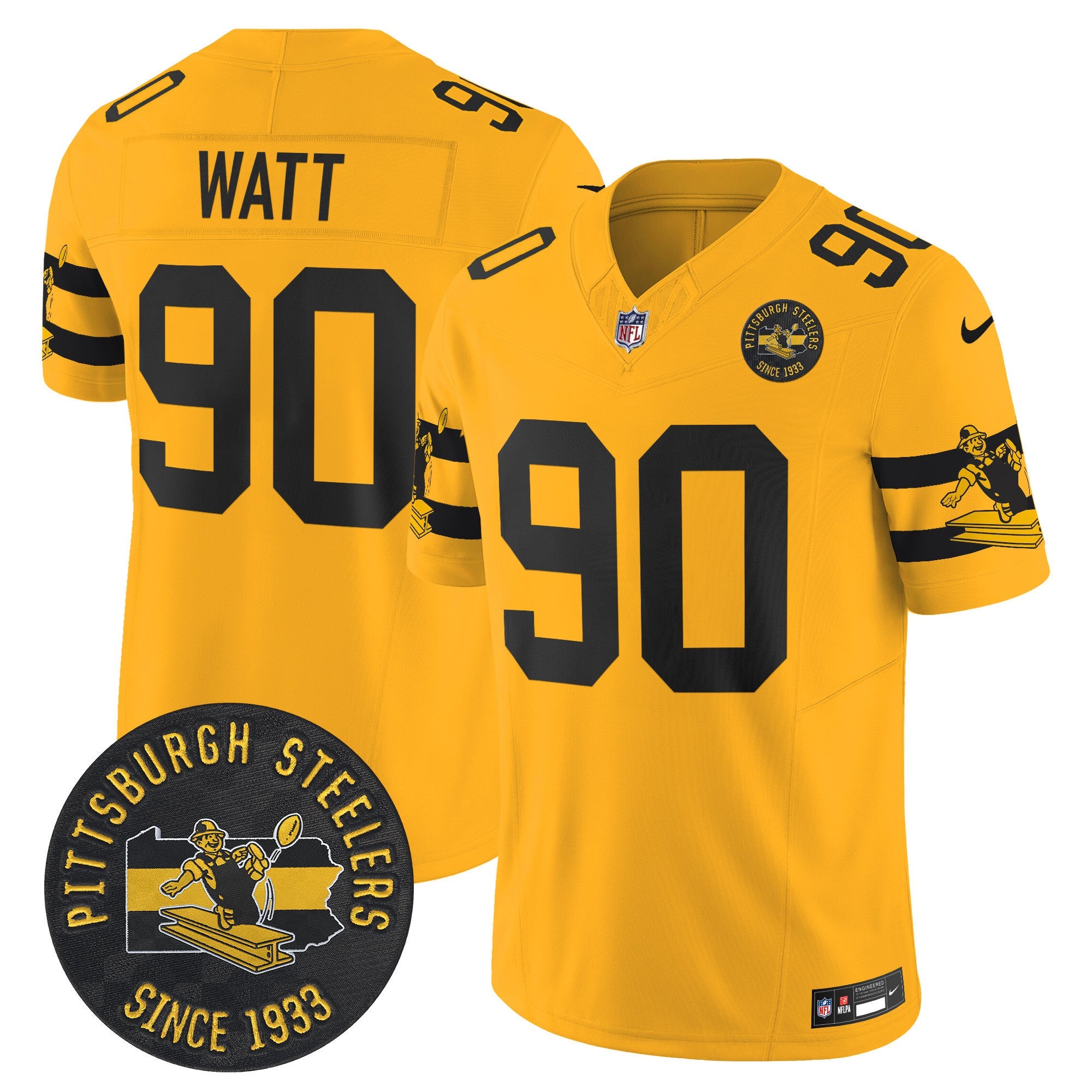 Men's Pittsburgh Steelers Throwback 1933 Patch Vapor Limited Jersey - All Stitched