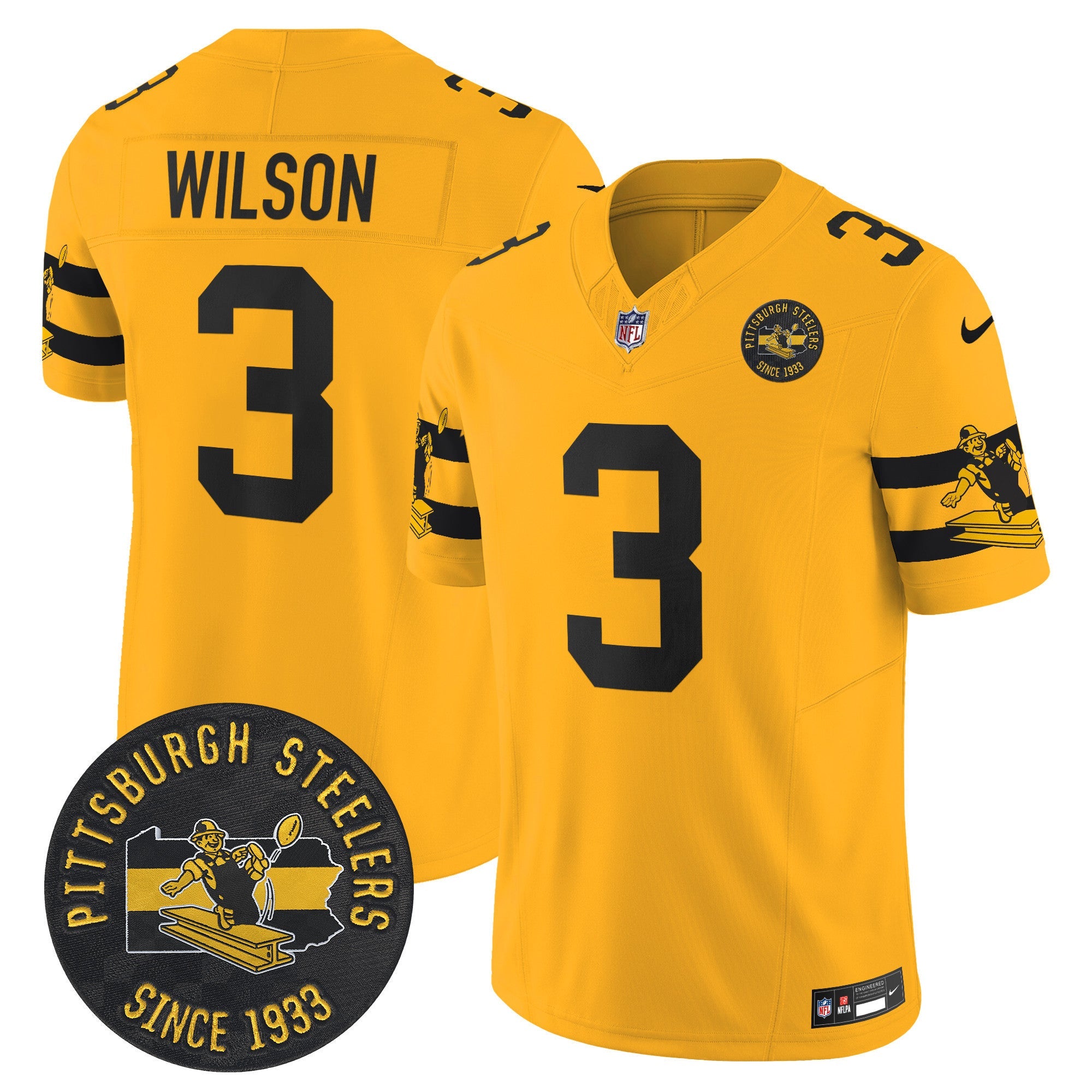 Men's Pittsburgh Steelers Throwback 1933 Patch Vapor Limited Jersey - All Stitched