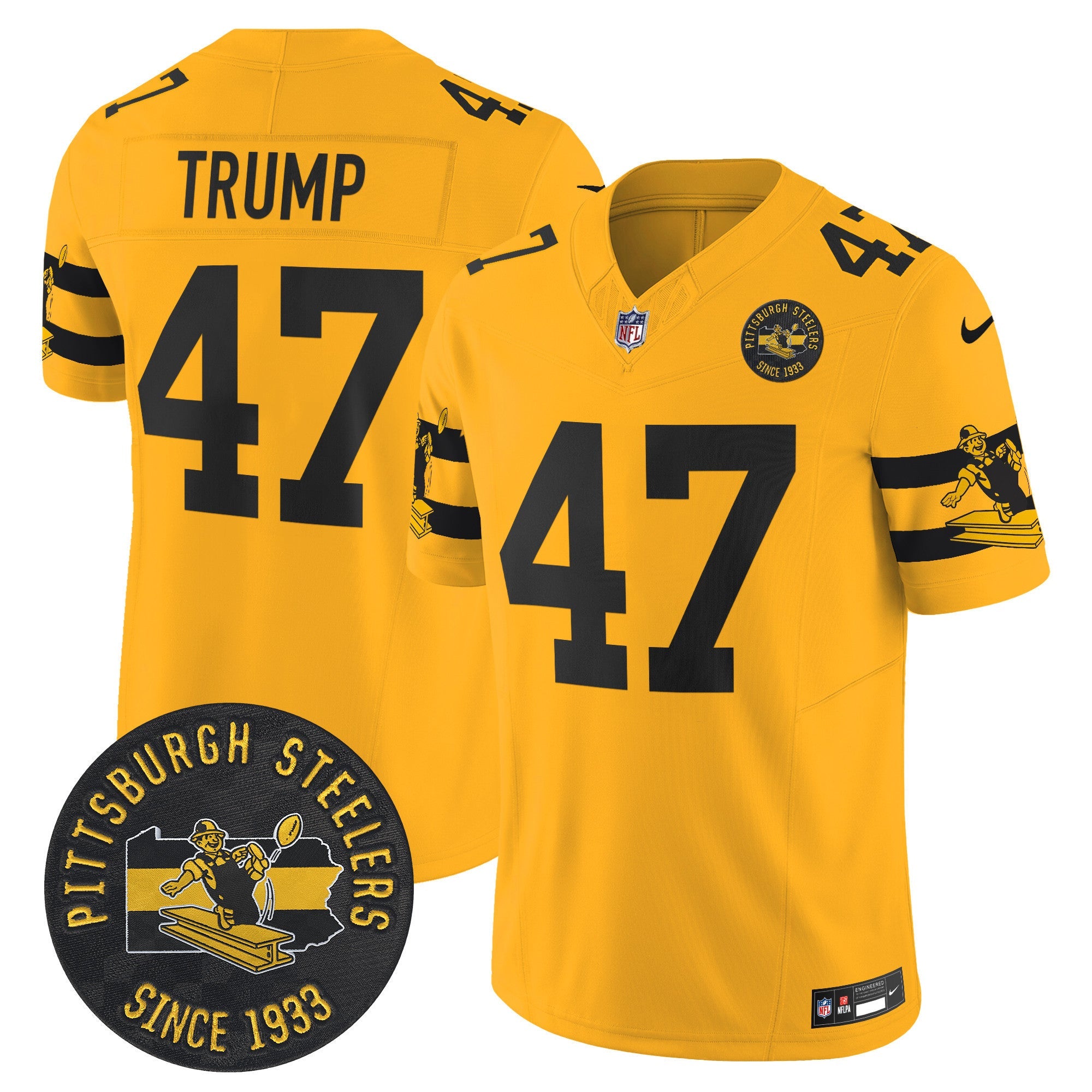 Men's Pittsburgh Steelers Throwback 1933 Patch Vapor Limited Jersey - All Stitched
